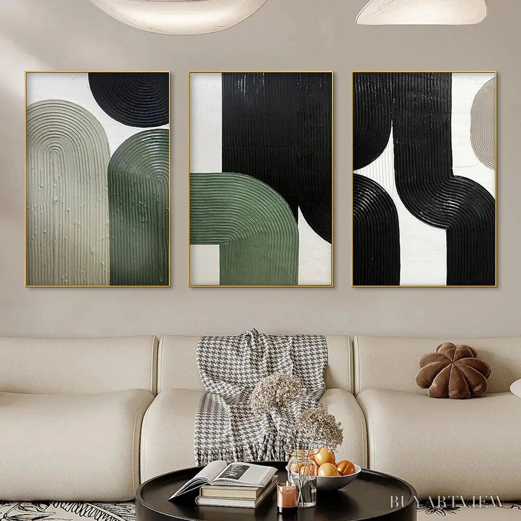 ARTOVITAS Arches Triptych – Minimalist Textured Abstract Painting Set of 3 - image 6