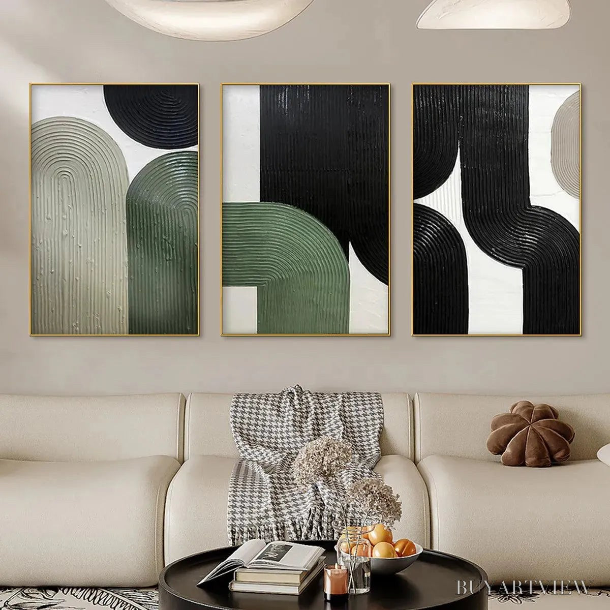 ARTOVITAS Arches Triptych – Minimalist Textured Abstract Painting Set of 3 - image 6