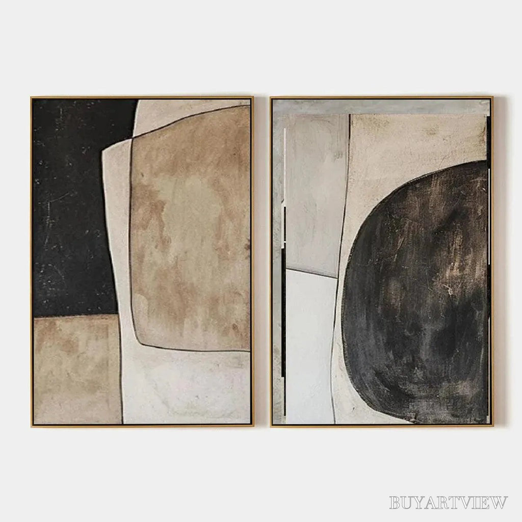 ARTOVITAS Abstract Geometric Diptych – Abstract Painting Set of 2, Vertical - image 1