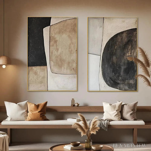 ARTOVITAS Abstract Geometric Diptych – Abstract Painting Set of 2, Vertical - image 2