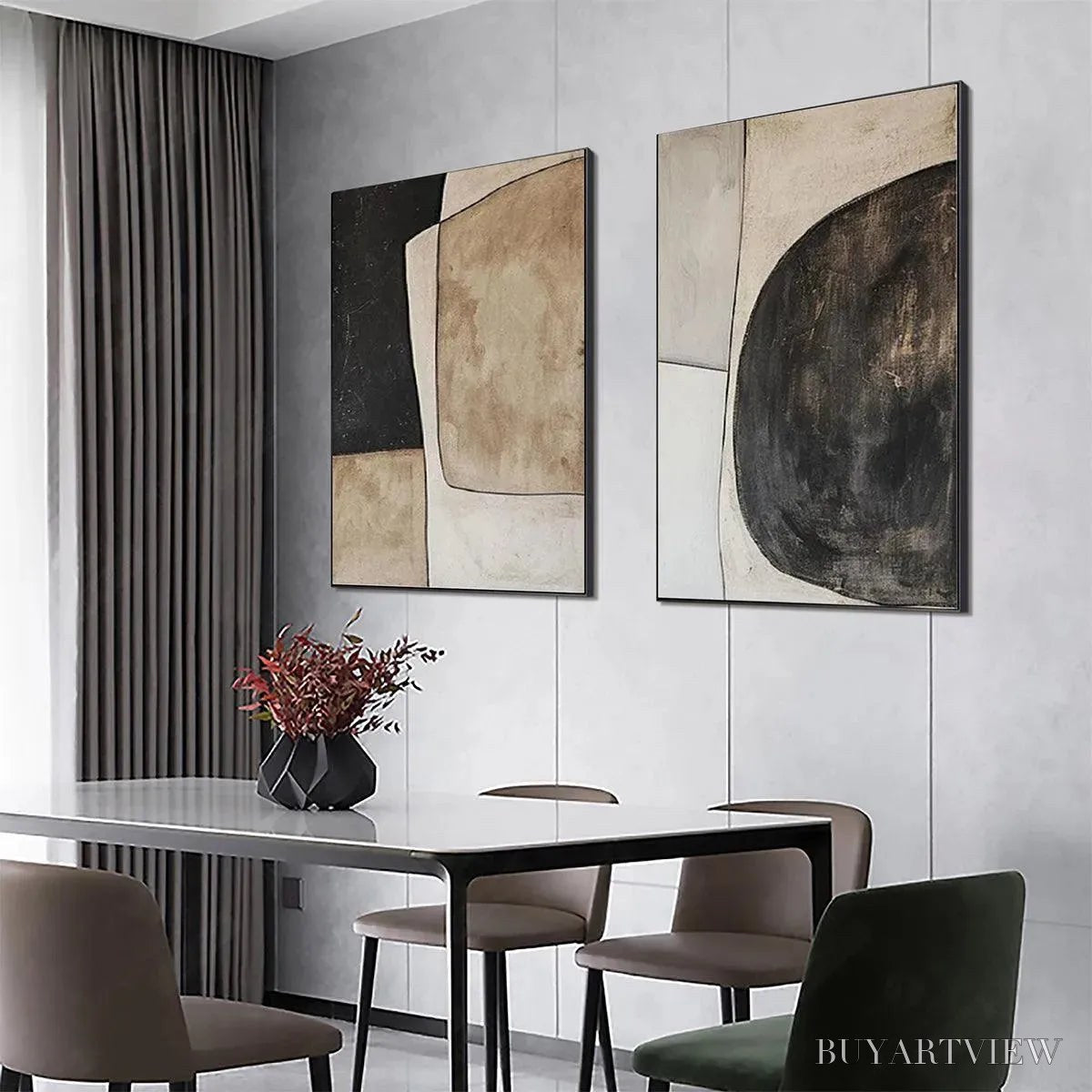ARTOVITAS Abstract Geometric Diptych – Abstract Painting Set of 2, Vertical - image 4