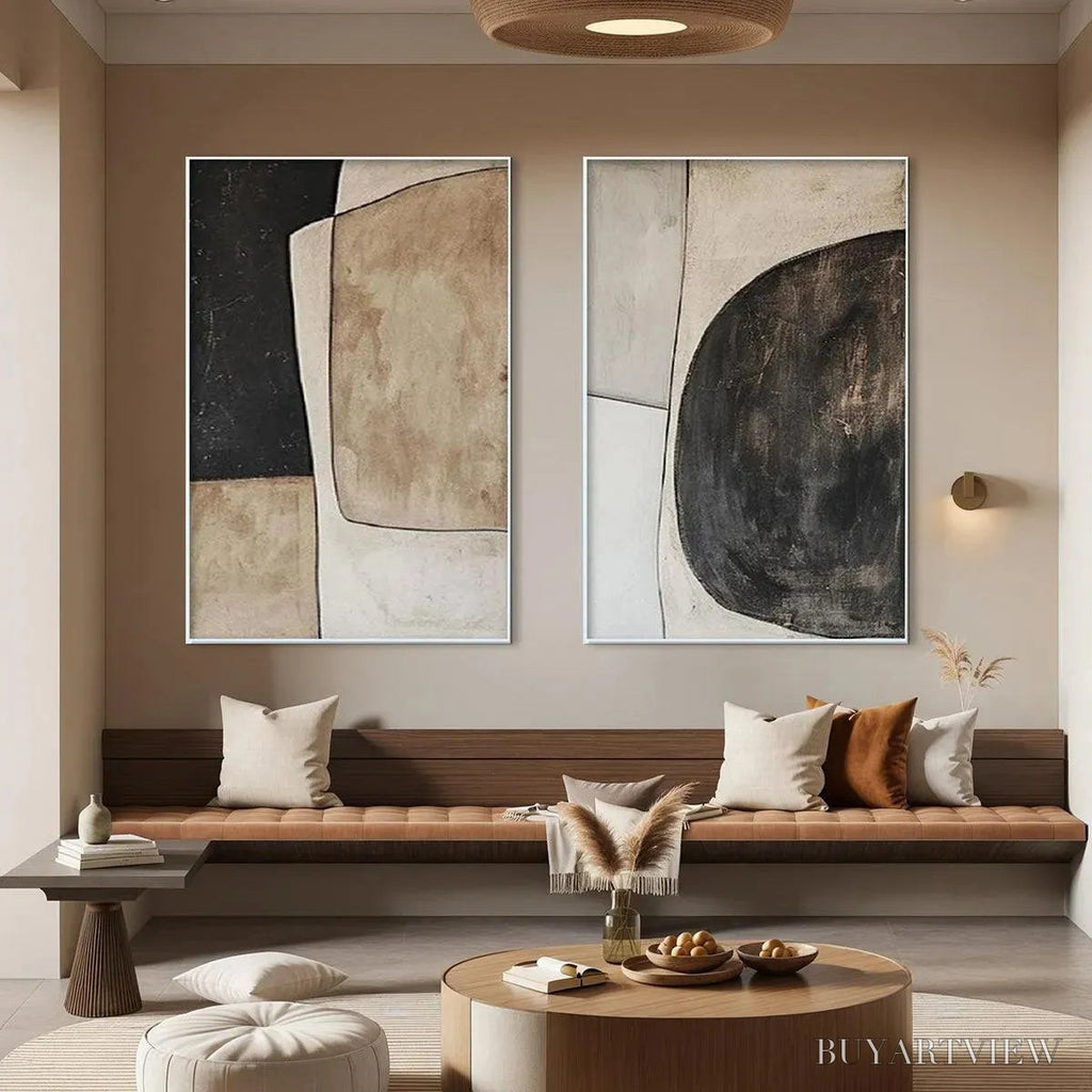 ARTOVITAS Abstract Geometric Diptych – Abstract Painting Set of 2, Vertical - image 5