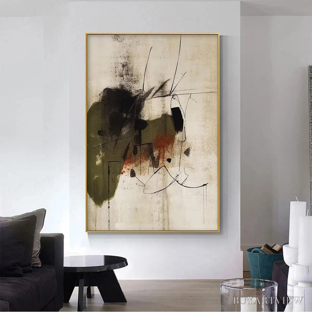 ARTOVITAS Untitled Abstract – Minimalist Abstract Painting, Vertical - image 2