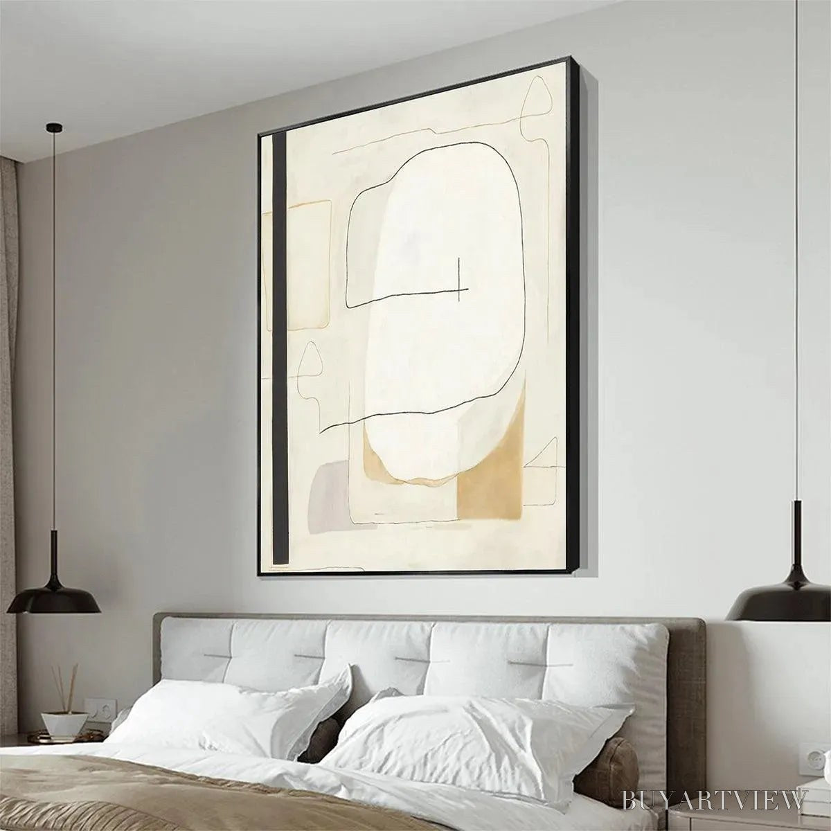 ARTOVITAS Minimalist Abstract – Neutral Abstract Painting, Square - image 5