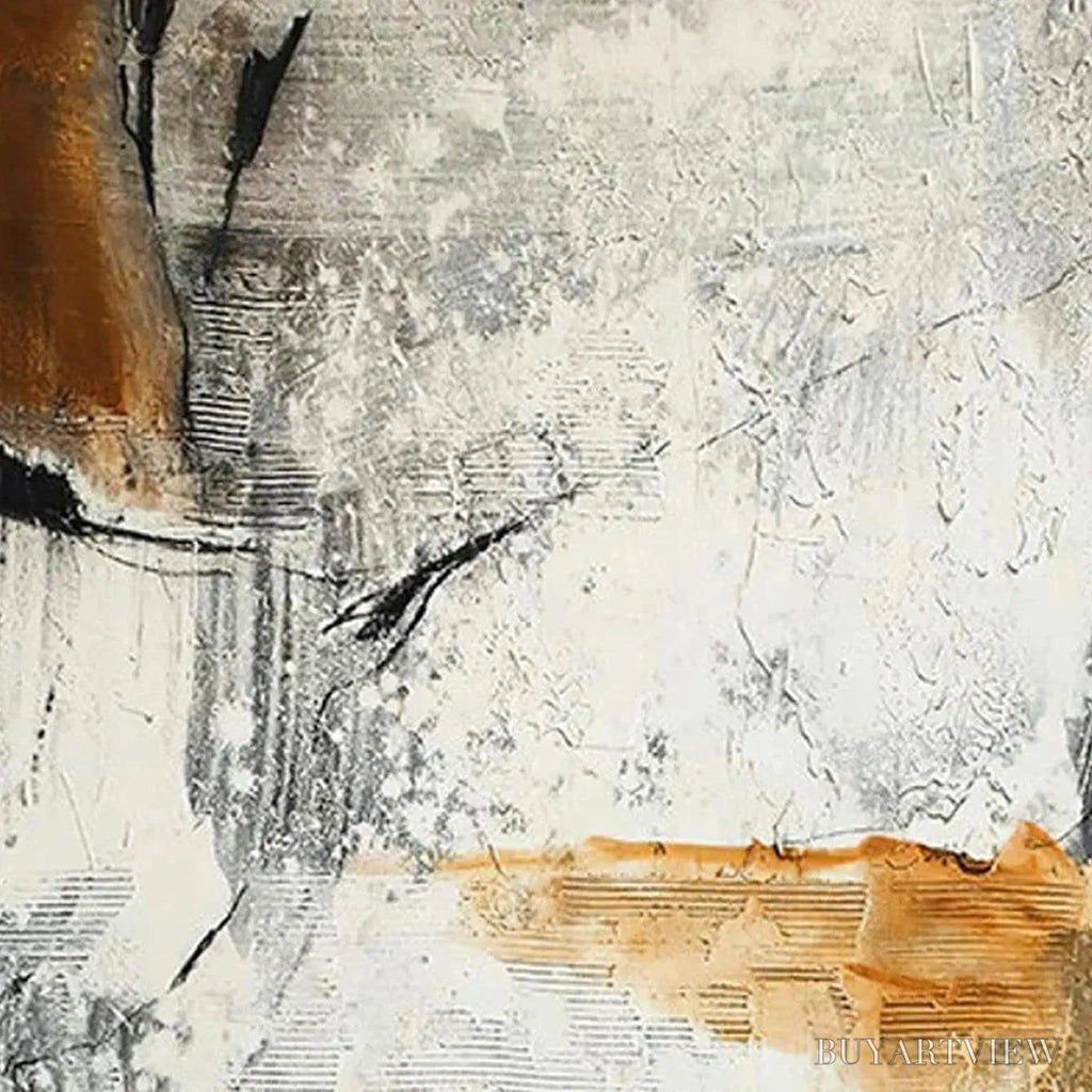 ARTOVITAS Textured Abstract in Brown and White – Modern Abstract Painting, Vertical - image 4