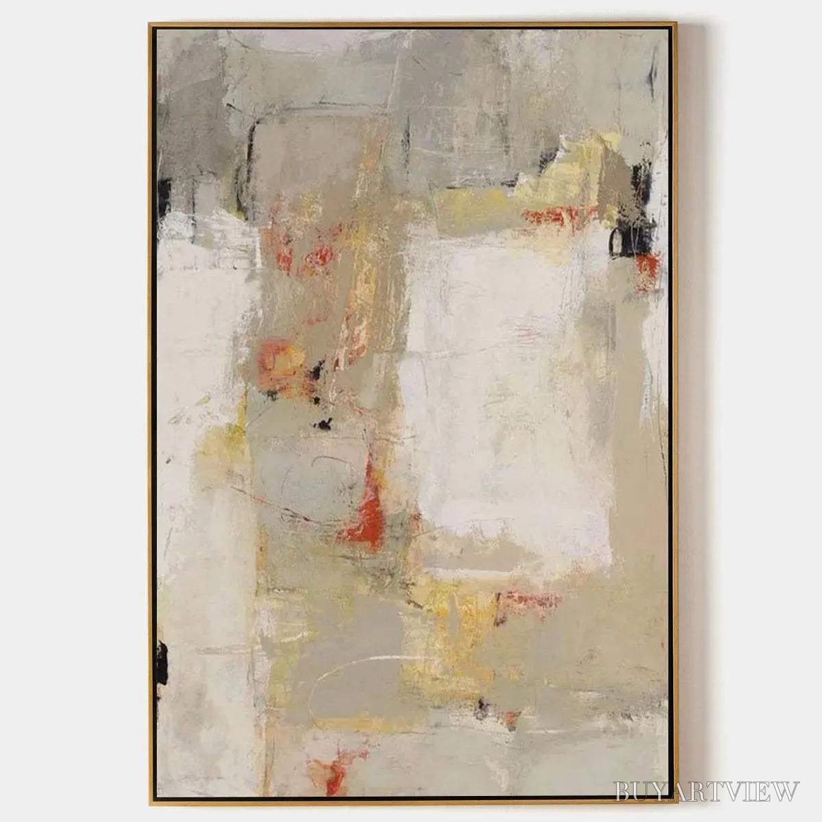 ARTOVITAS Neutral Abstraction – Minimalist Abstract Painting, Vertical - image 1