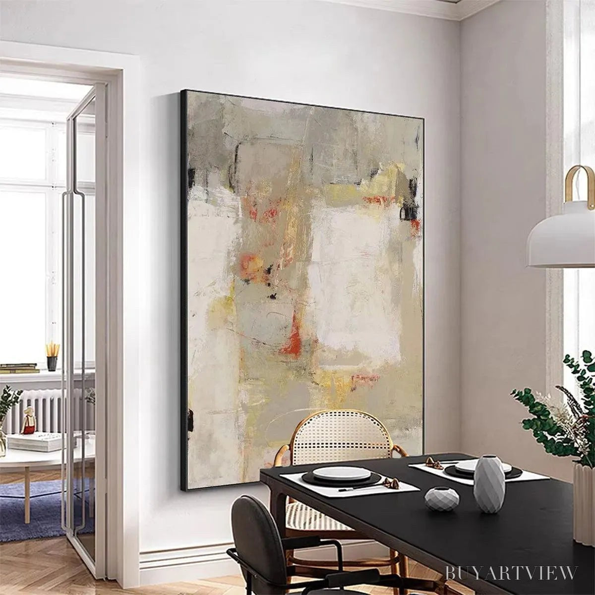 ARTOVITAS Neutral Abstraction – Minimalist Abstract Painting, Vertical - image 3