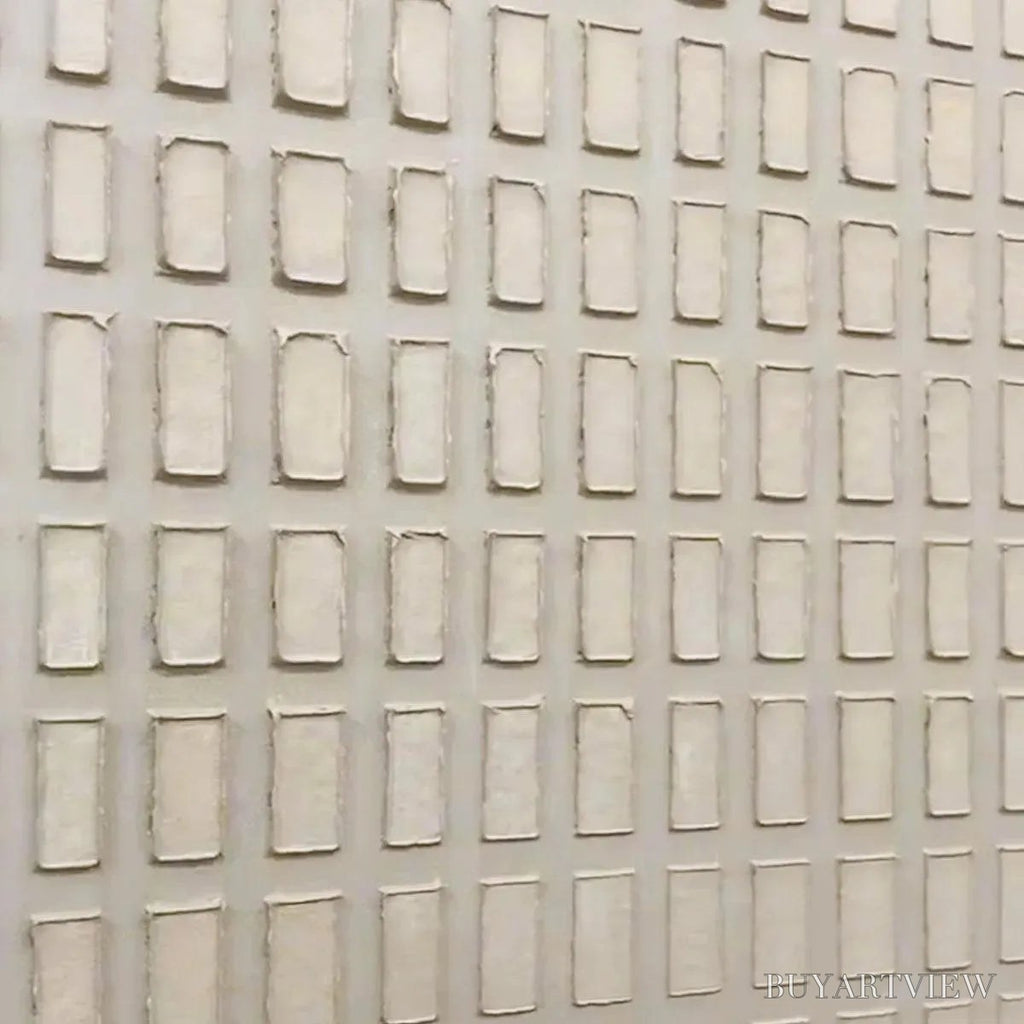 ARTOVITAS Textured Beige Grid Set – Minimalist Textured Painting Set of 2 - image 3