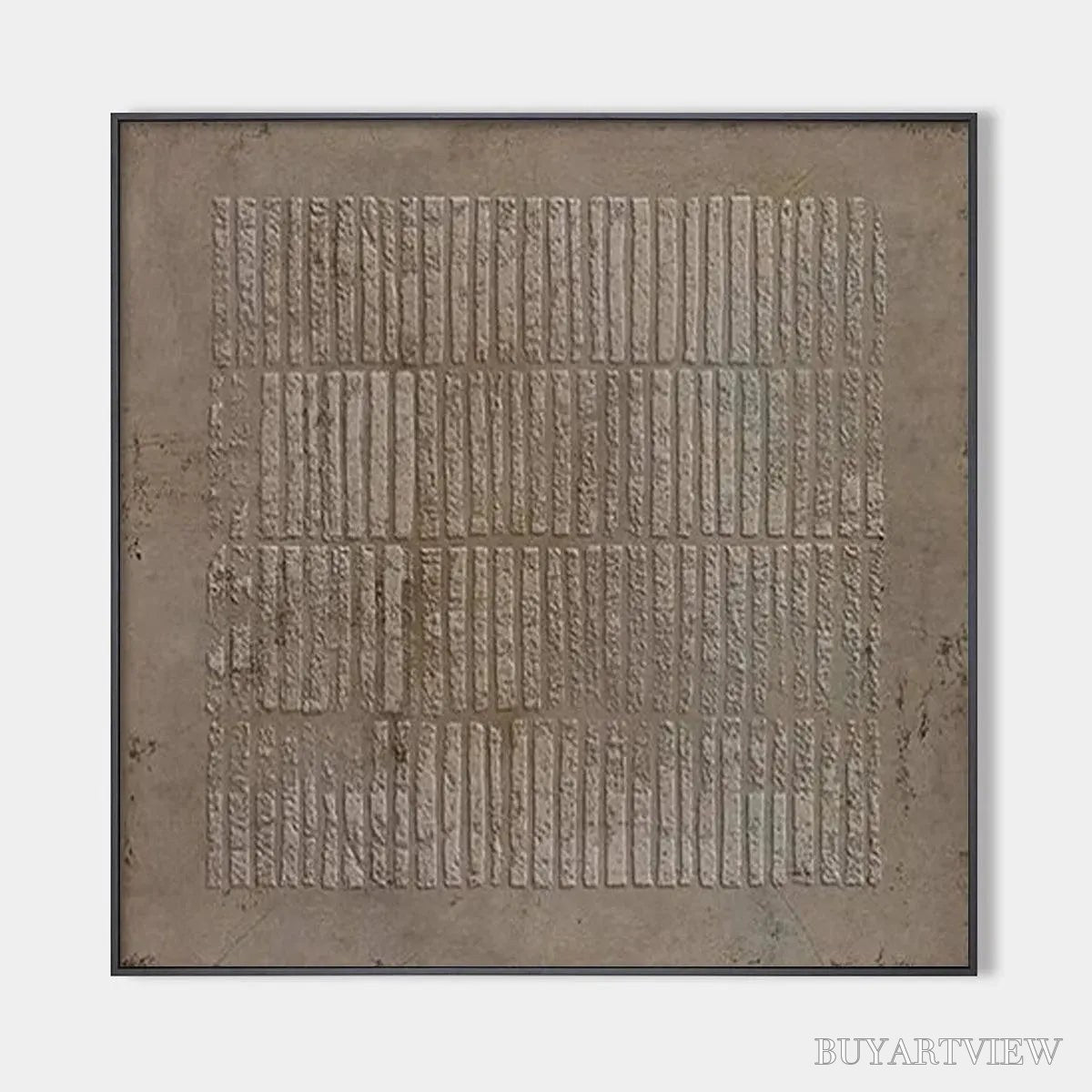 ARTOVITAS Textured Brown Grid – Minimalist Textured Painting - image 1