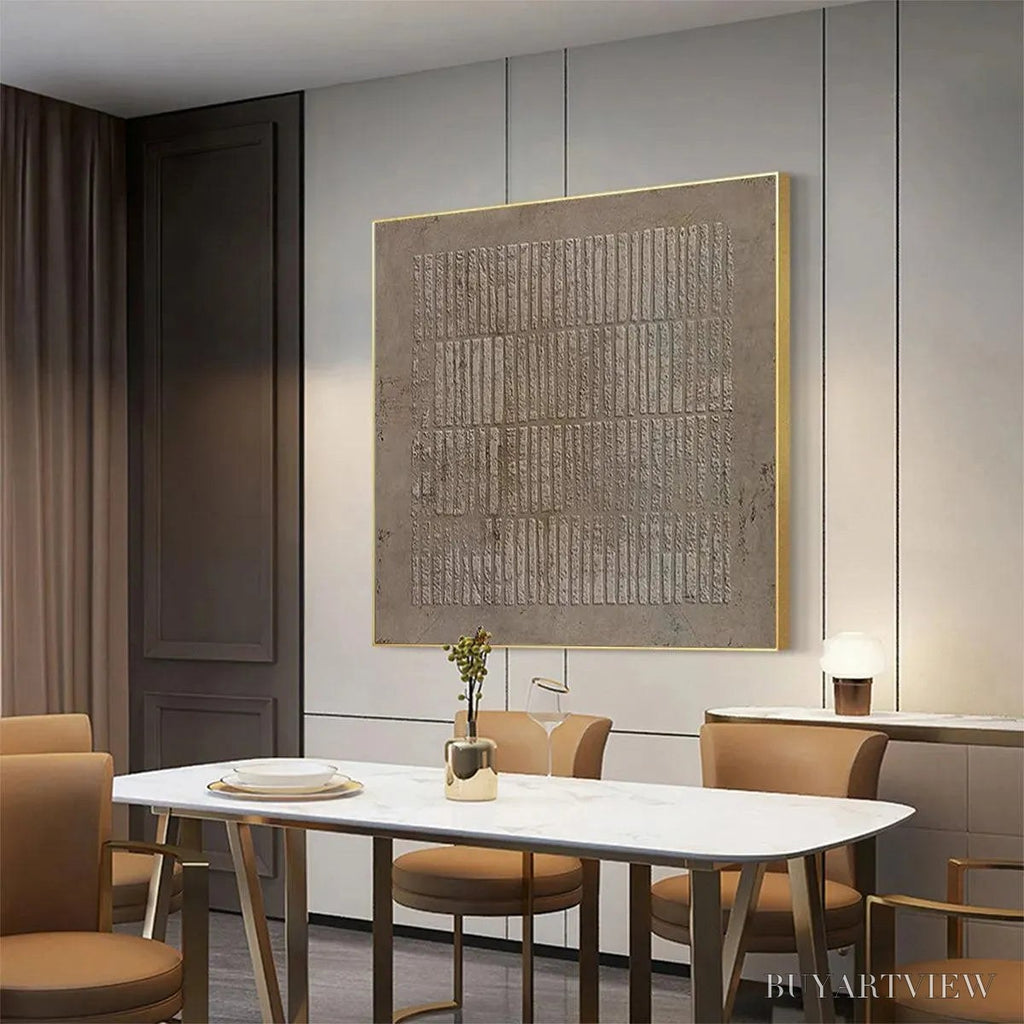 ARTOVITAS Textured Brown Grid – Minimalist Textured Painting - image 4