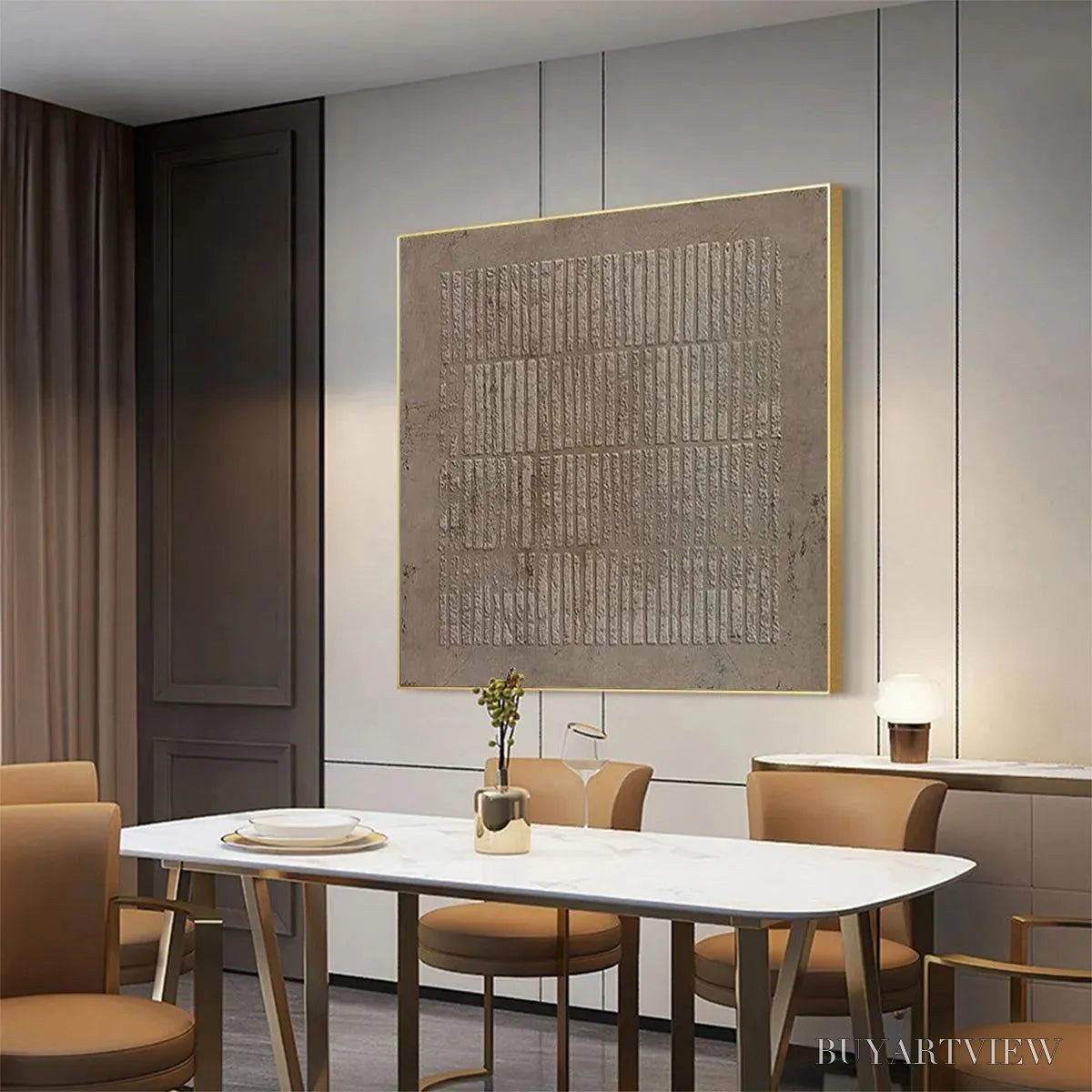 ARTOVITAS Textured Brown Grid – Minimalist Textured Painting - image 4