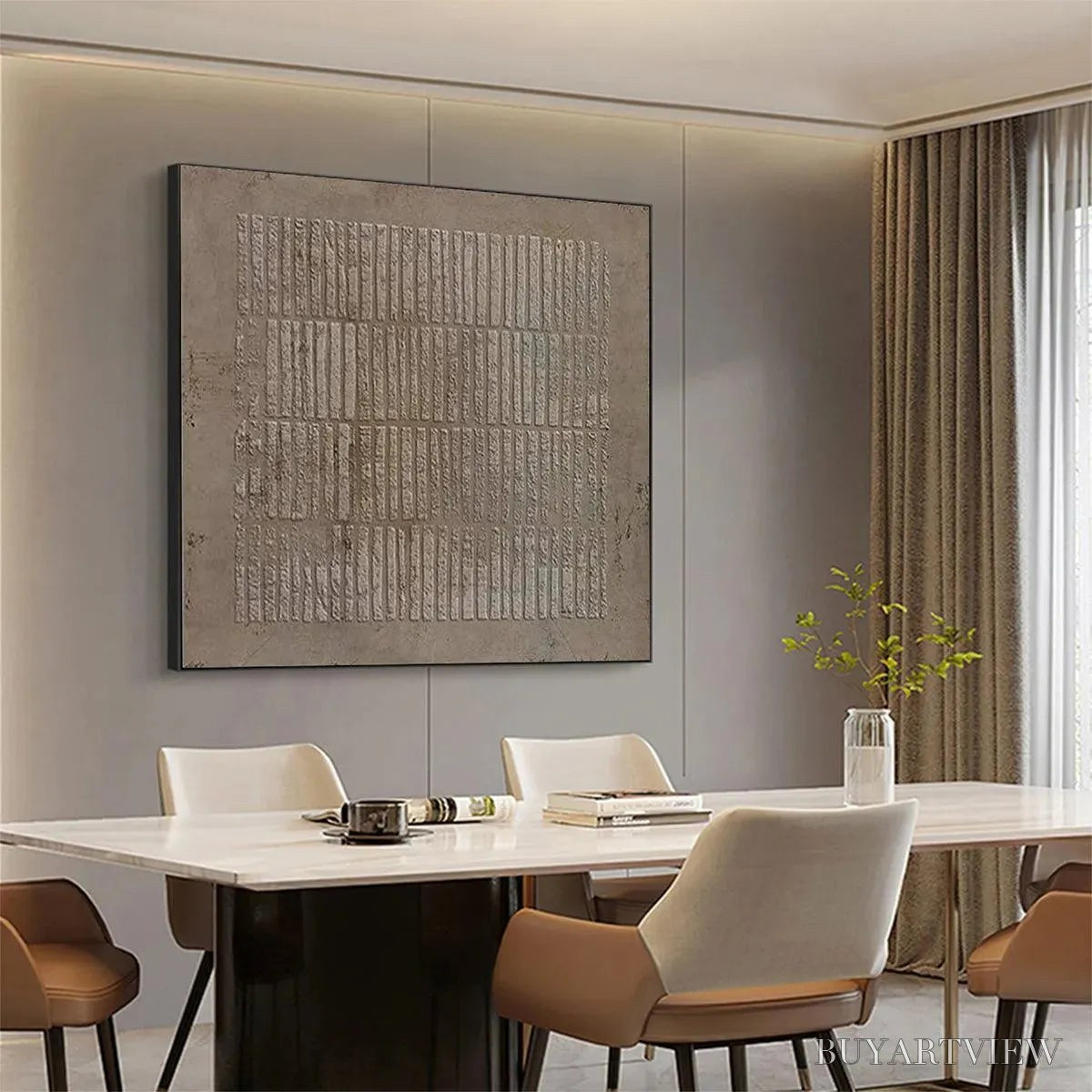 ARTOVITAS Textured Brown Grid – Minimalist Textured Painting - image 6