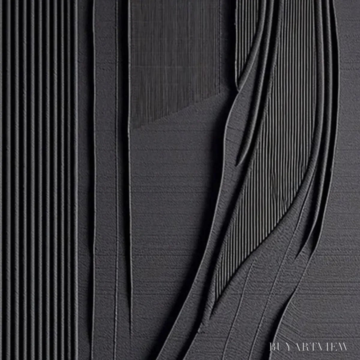 ARTOVITAS Black Textured Lines and Curves – Minimalist Textured Abstract Painting - image 4
