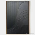 ARTOVITAS Black Textured Curves – Minimalist Textured Abstract Painting - image 1