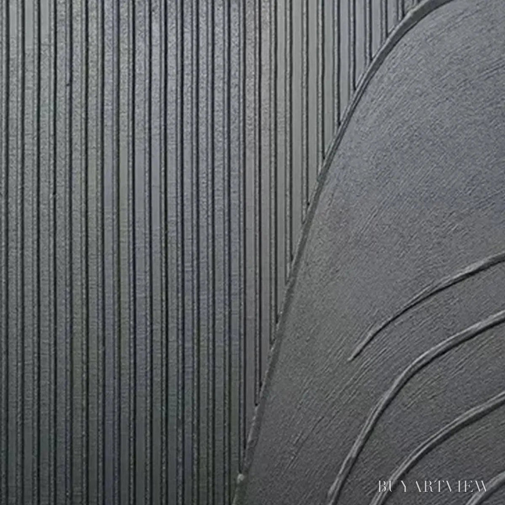 ARTOVITAS Black Textured Curves – Minimalist Textured Abstract Painting - image 4