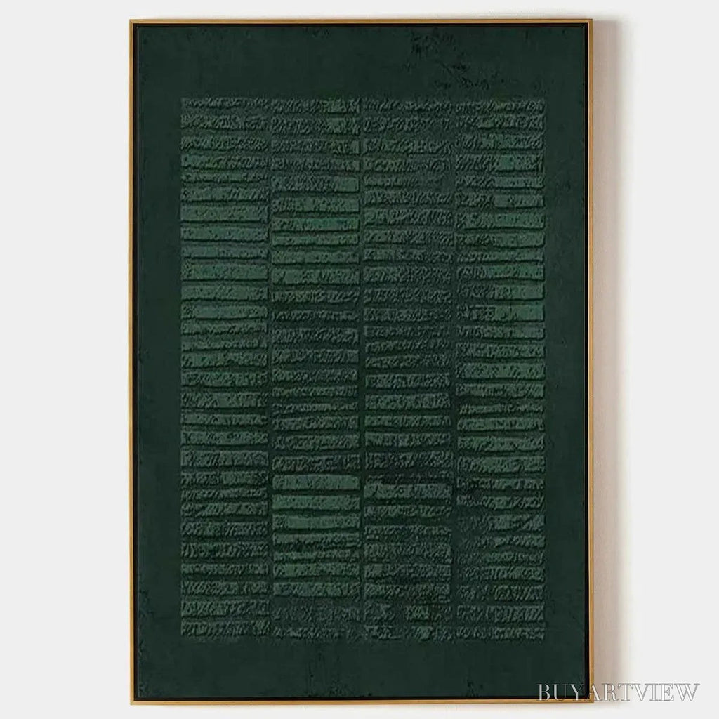 ARTOVITAS Dark Green Textured Grid – Minimalist Textured Painting - image 1