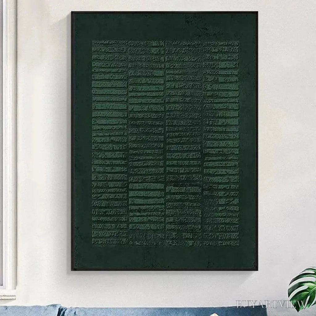 ARTOVITAS Dark Green Textured Grid – Minimalist Textured Painting - image 2