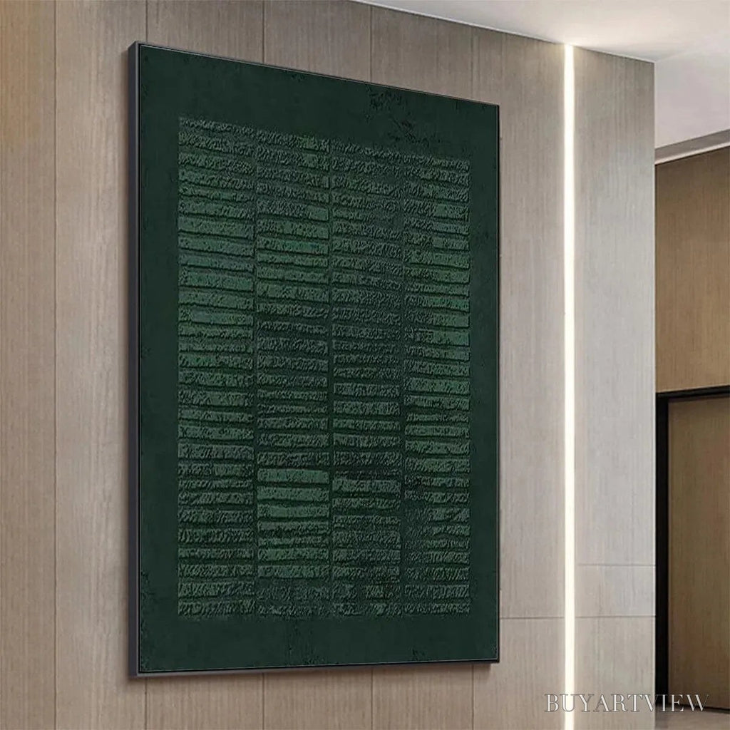 ARTOVITAS Dark Green Textured Grid – Minimalist Textured Painting - image 3