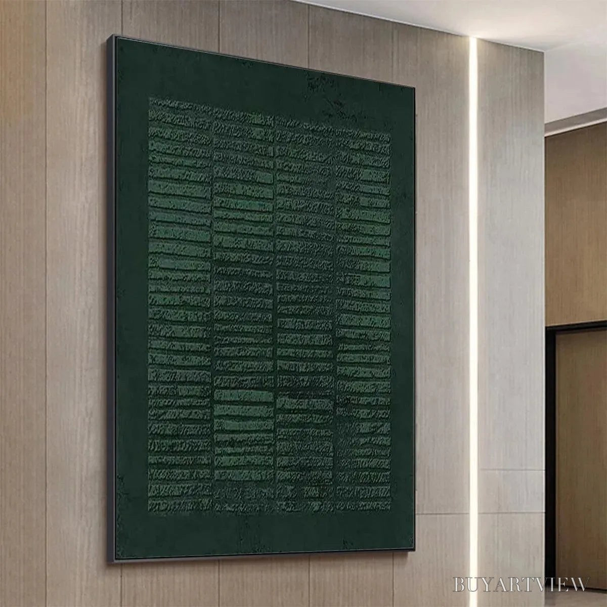 ARTOVITAS Dark Green Textured Grid – Minimalist Textured Painting - image 3