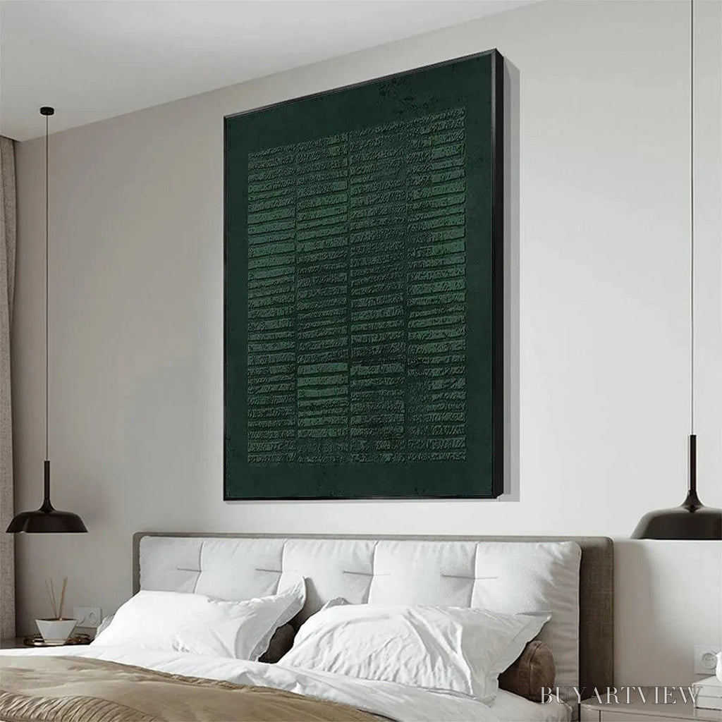 ARTOVITAS Dark Green Textured Grid – Minimalist Textured Painting - image 4