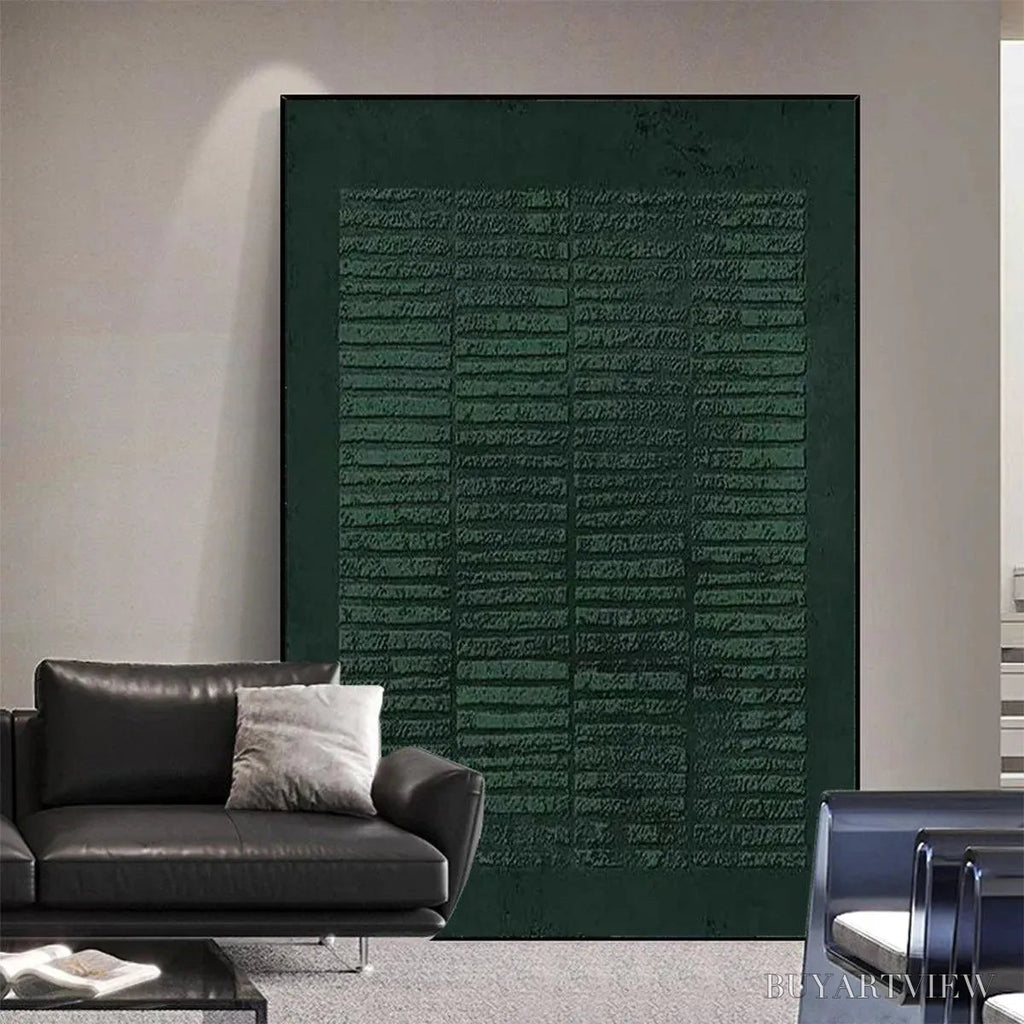 ARTOVITAS Dark Green Textured Grid – Minimalist Textured Painting - image 6