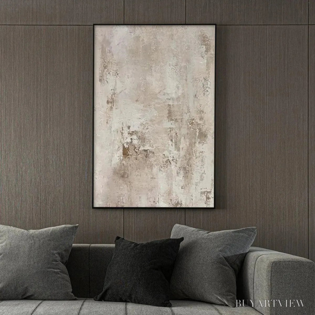 ARTOVITAS Textured Beige Abstract – Minimalist Textured Painting - image 5