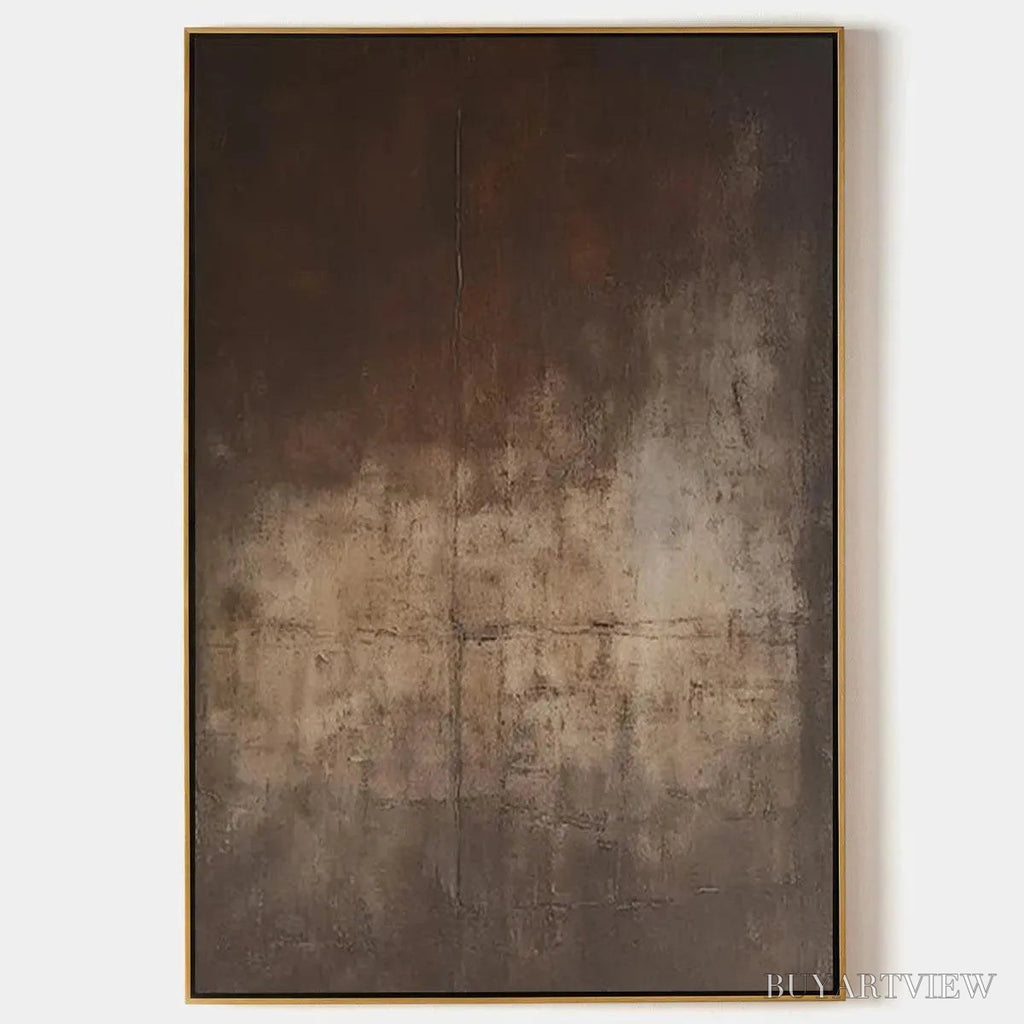 ARTOVITAS Dark Brown Textured Abstract – Minimalist Textured Painting - image 1
