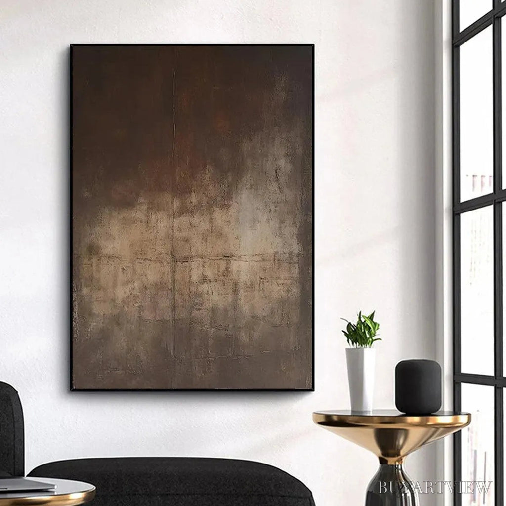ARTOVITAS Dark Brown Textured Abstract – Minimalist Textured Painting - image 2