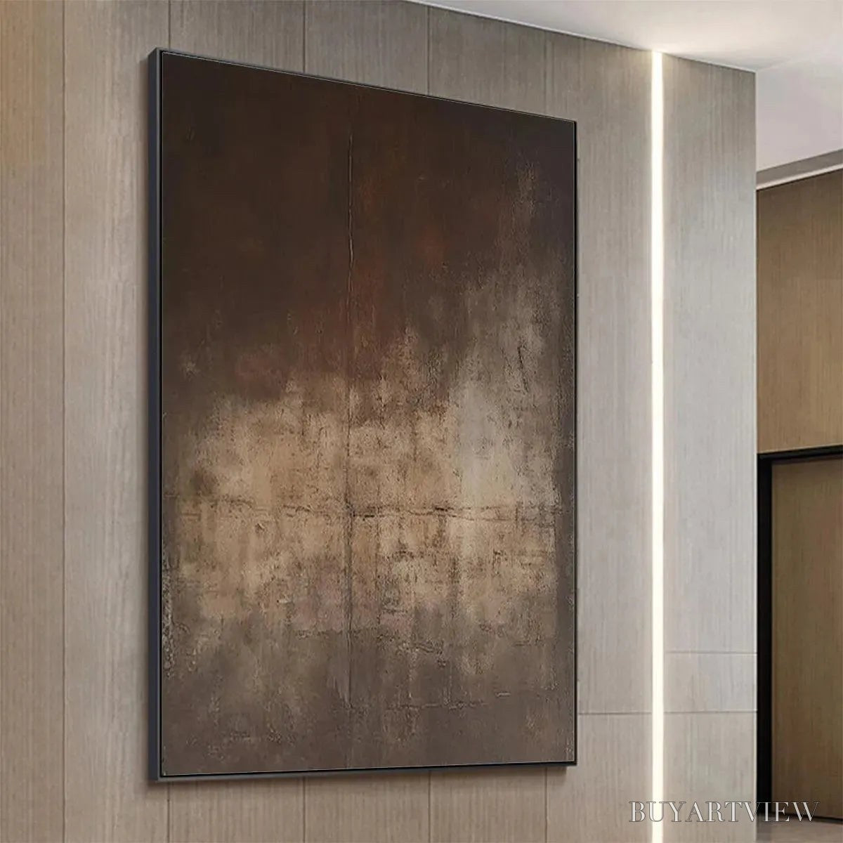 ARTOVITAS Dark Brown Textured Abstract – Minimalist Textured Painting - image 4