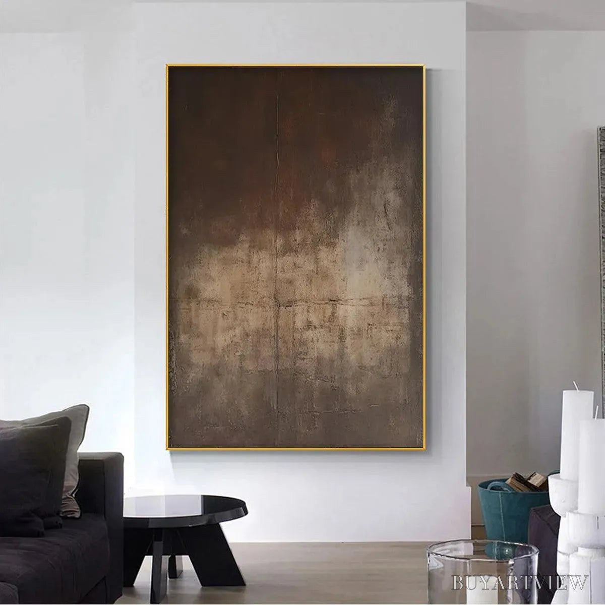 ARTOVITAS Dark Brown Textured Abstract – Minimalist Textured Painting - image 5