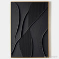 ARTOVITAS Black Textured Abstract – Minimalist Textured Painting - image 1