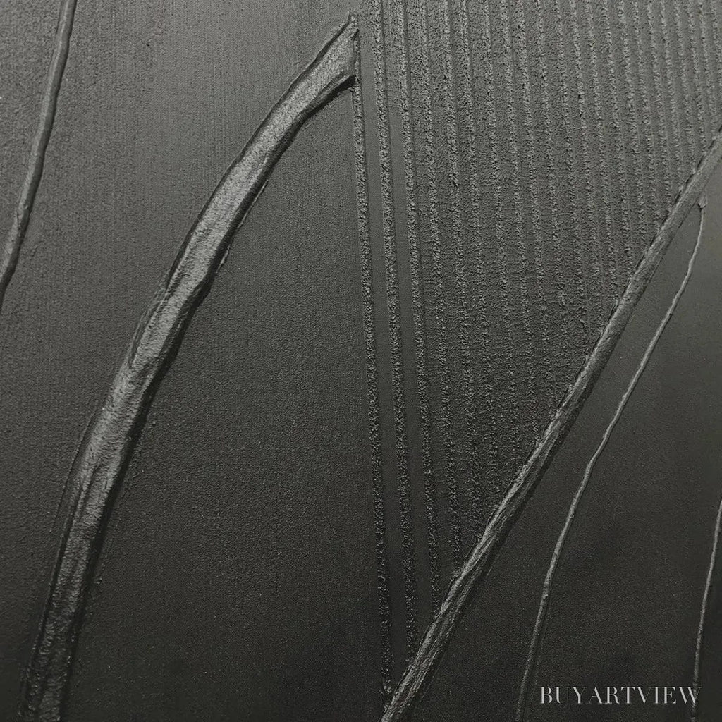 ARTOVITAS Black Textured Abstract – Minimalist Textured Painting - image 3