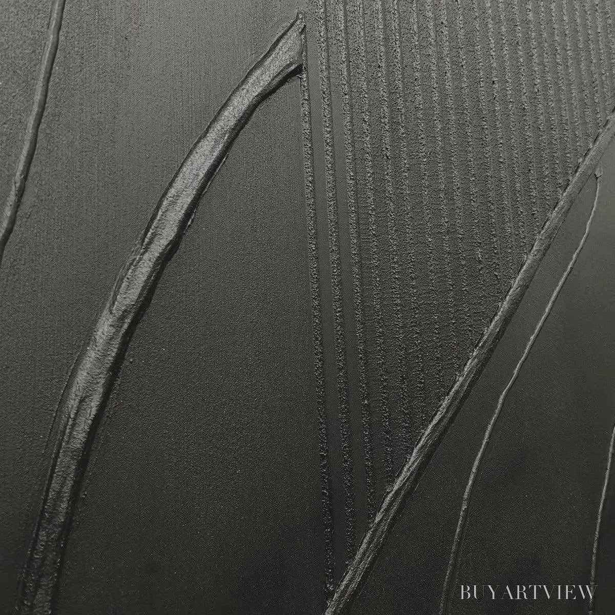 ARTOVITAS Black Textured Abstract – Minimalist Textured Painting - image 3