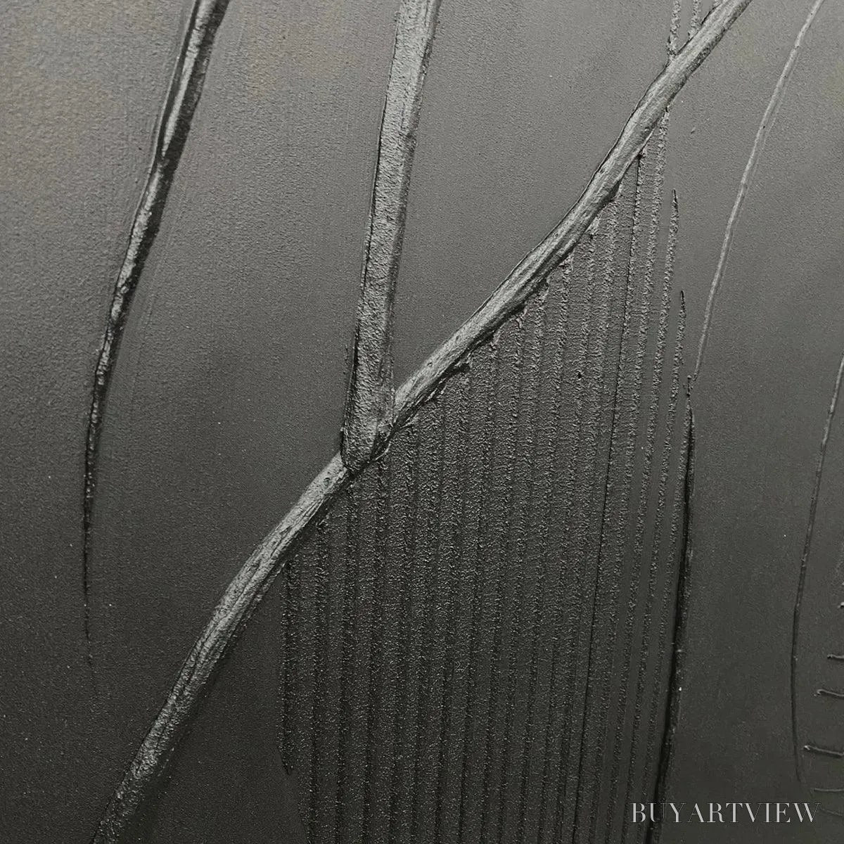 ARTOVITAS Black Textured Abstract – Minimalist Textured Painting - image 4