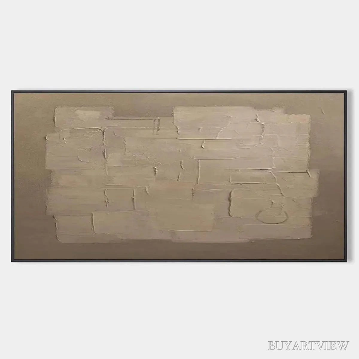 ARTOVITAS Textured Taupe Abstract – Minimalist Textured Painting - image 1
