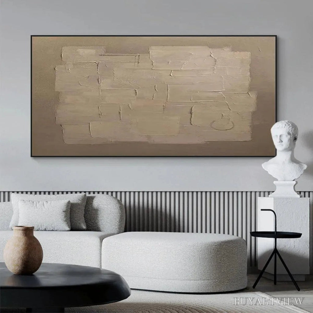 ARTOVITAS Textured Taupe Abstract – Minimalist Textured Painting - image 2