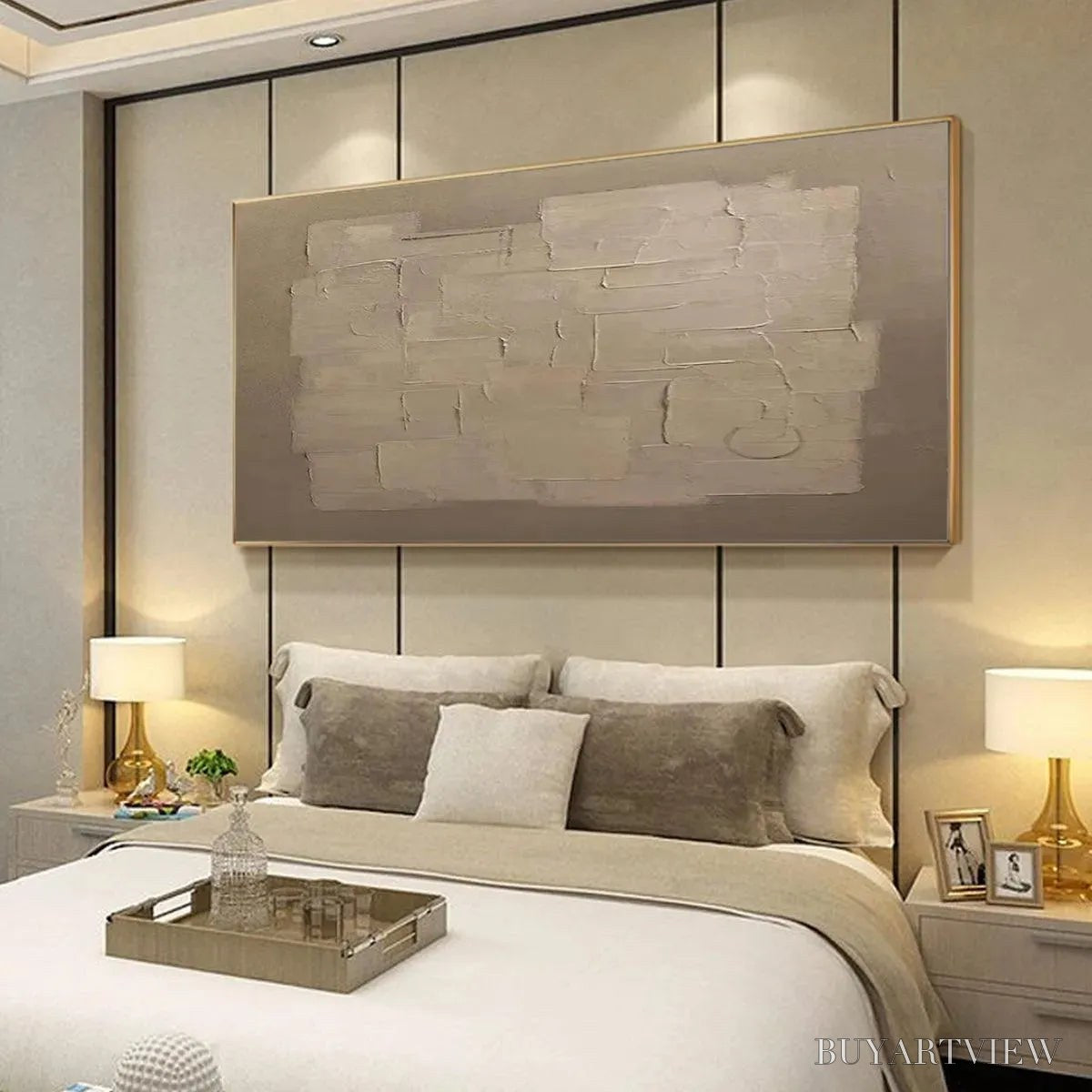 ARTOVITAS Textured Taupe Abstract – Minimalist Textured Painting - image 4