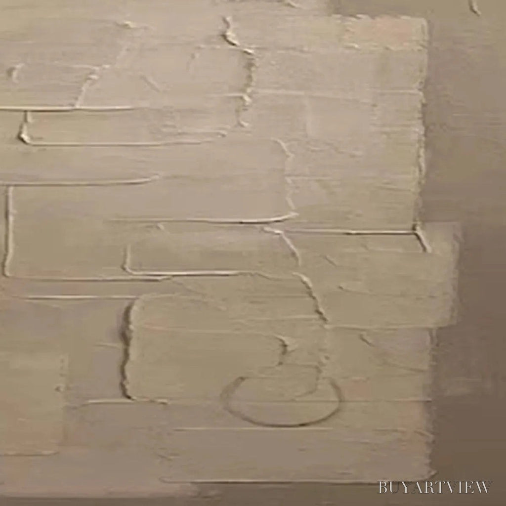 ARTOVITAS Textured Taupe Abstract – Minimalist Textured Painting - image 5