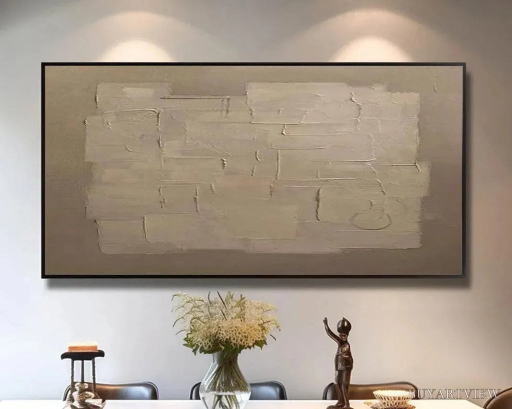 ARTOVITAS Textured Taupe Abstract – Minimalist Textured Painting - image 6