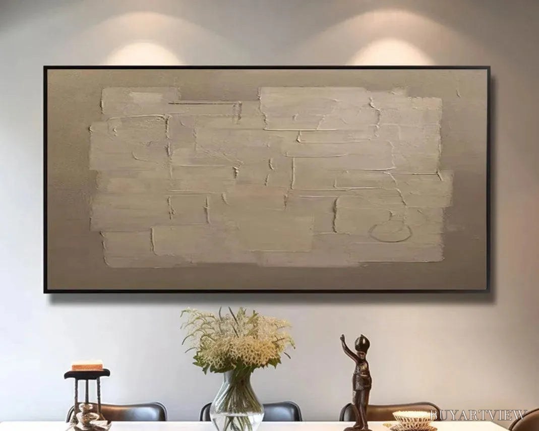 ARTOVITAS Textured Taupe Abstract – Minimalist Textured Painting - image 6