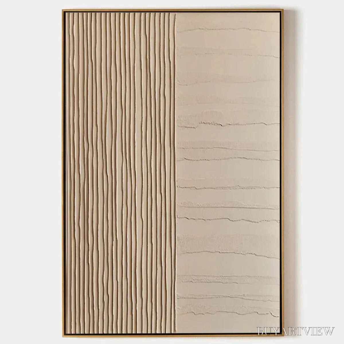 ARTOVITAS Textured Beige Lines – Minimalist Textured Painting - image 1