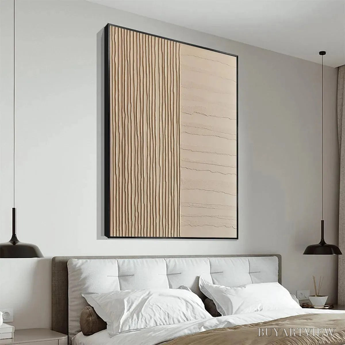 ARTOVITAS Textured Beige Lines – Minimalist Textured Painting - image 6