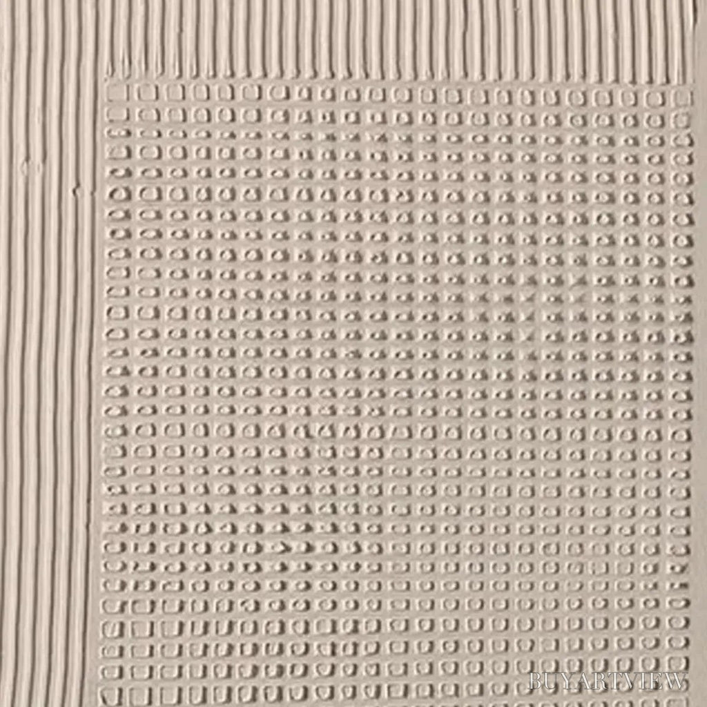ARTOVITAS Textured Grid Duo – Set of 2 Textured Abstract Paintings in Beige - image 3