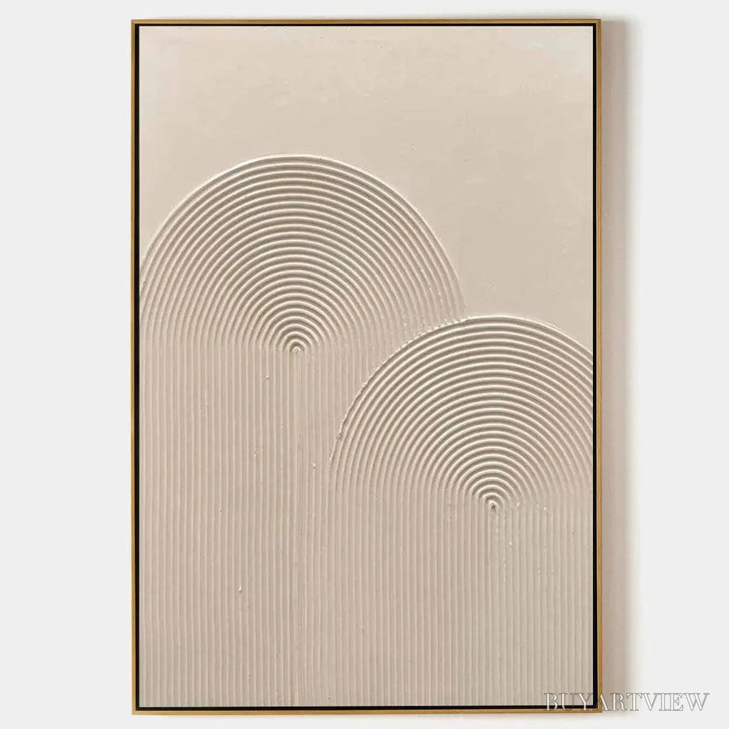 ARTOVITAS Textured Rainbow – Minimalist Textured Painting in Beige - image 1