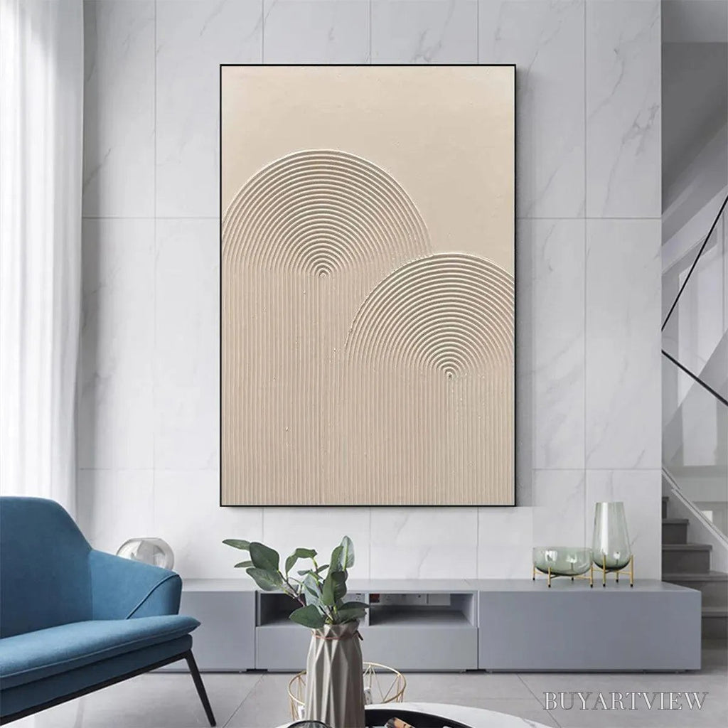 ARTOVITAS Textured Rainbow – Minimalist Textured Painting in Beige - image 2