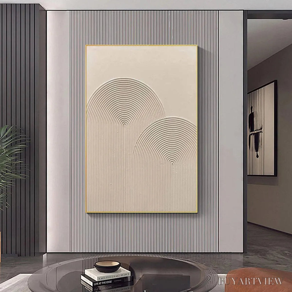 ARTOVITAS Textured Rainbow – Minimalist Textured Painting in Beige - image 4