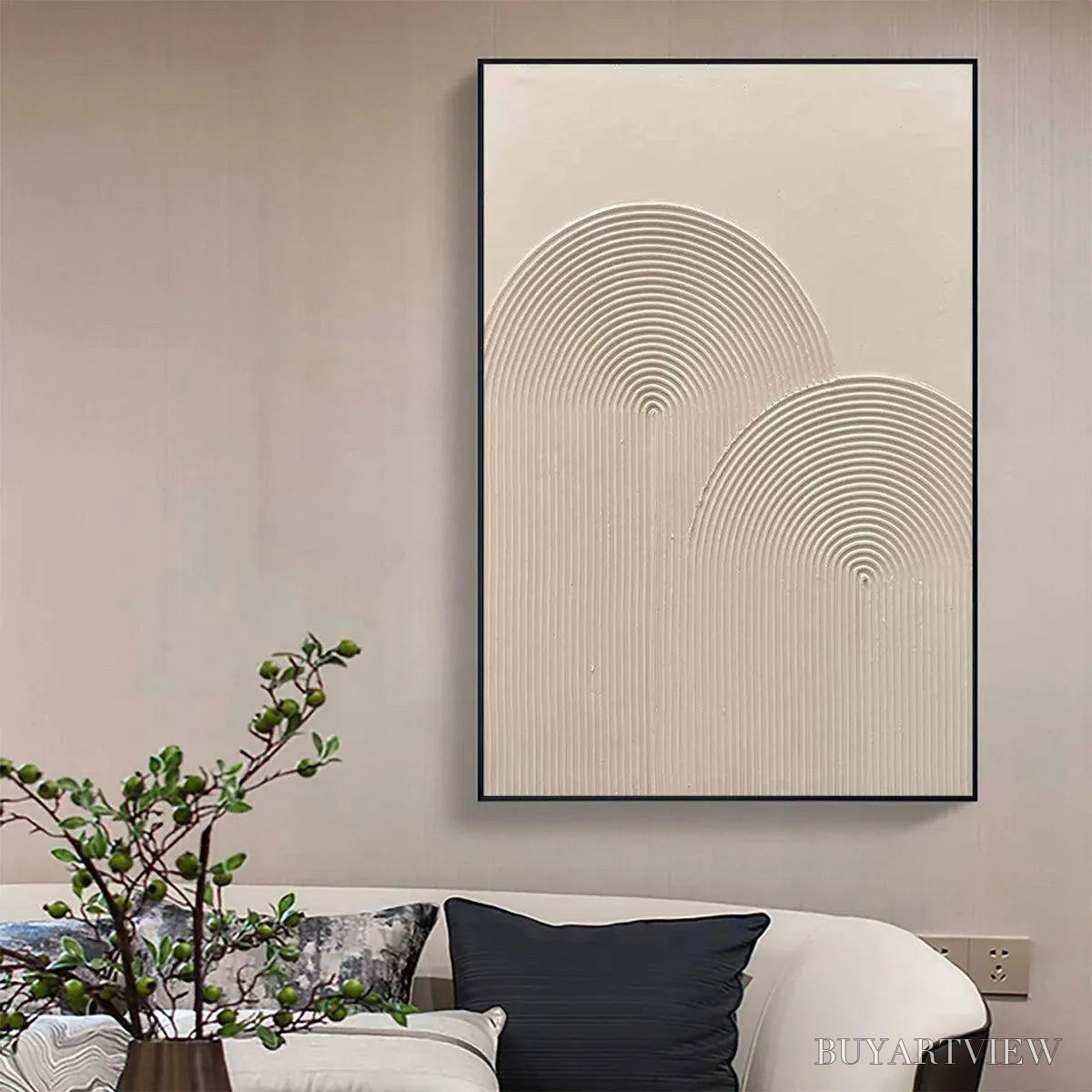 ARTOVITAS Textured Rainbow – Minimalist Textured Painting in Beige - image 5
