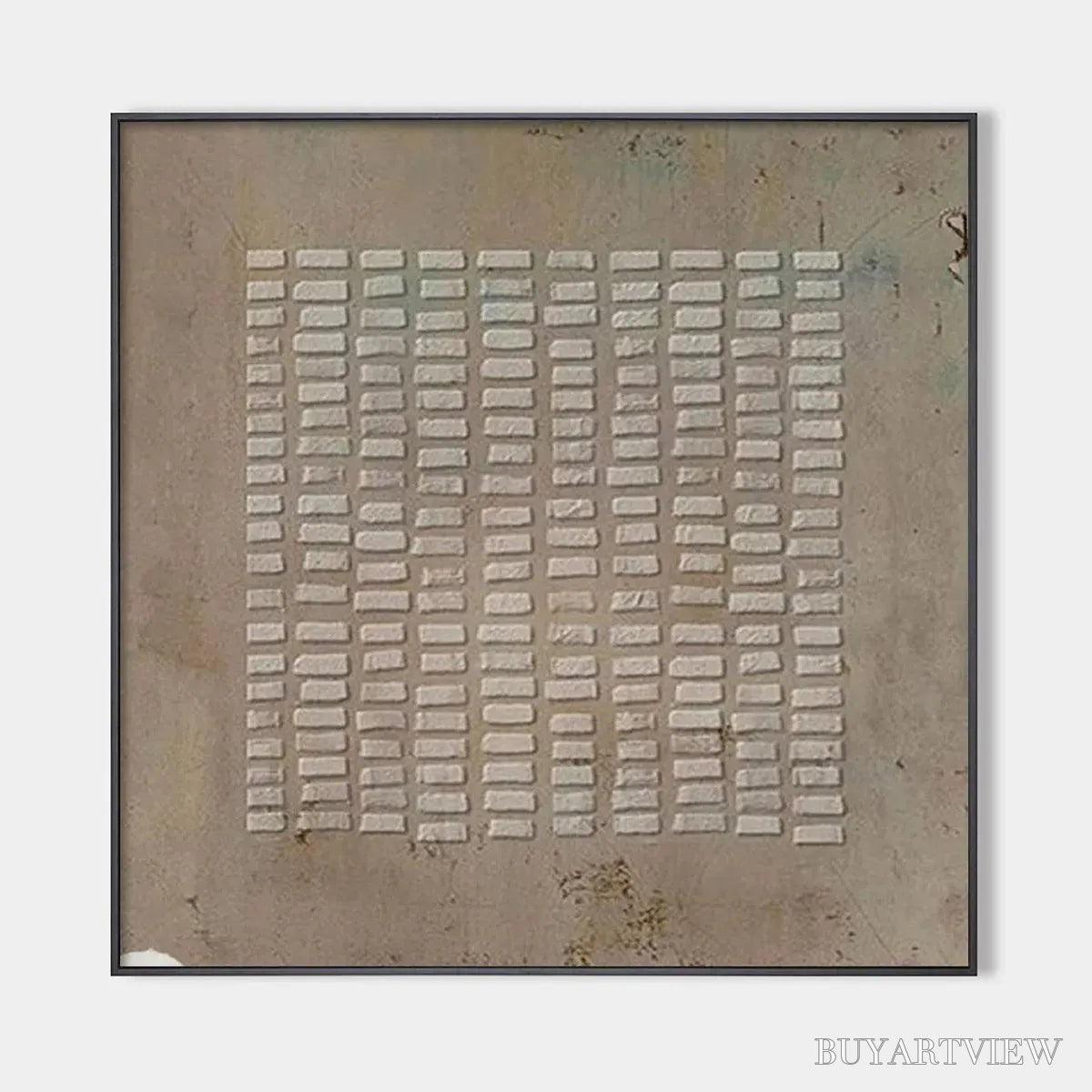 ARTOVITAS Textured Beige Grid – Minimalist Textured Painting - image 1