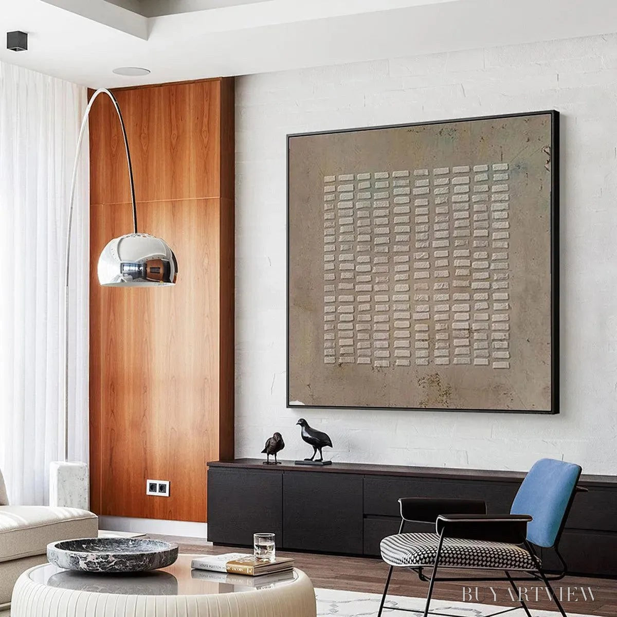 ARTOVITAS Textured Beige Grid – Minimalist Textured Painting - image 4