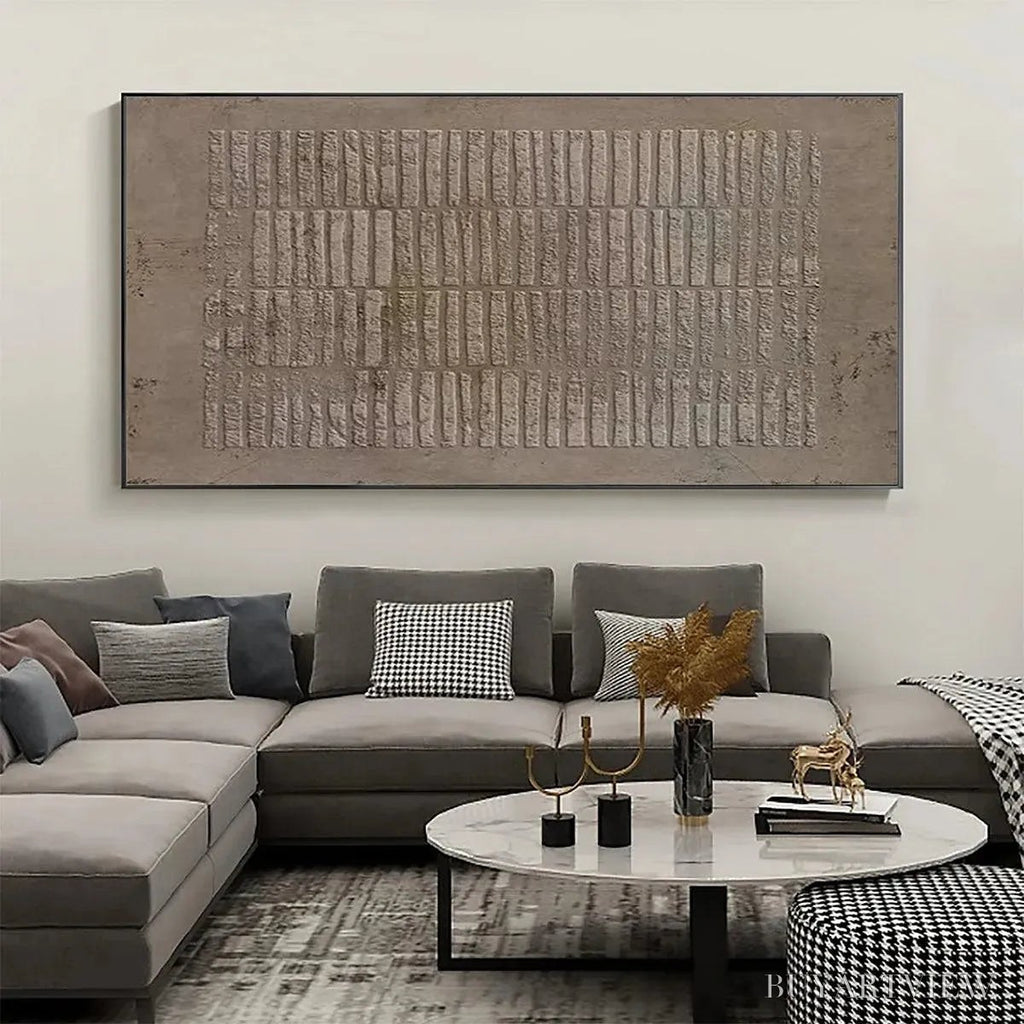 ARTOVITAS Textured Rectangle Array – Minimalist Textured Painting in Brown - image 2